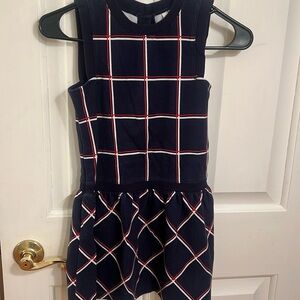 Janie and Jack dark blue dress with red and white stripes. Size 7 girls